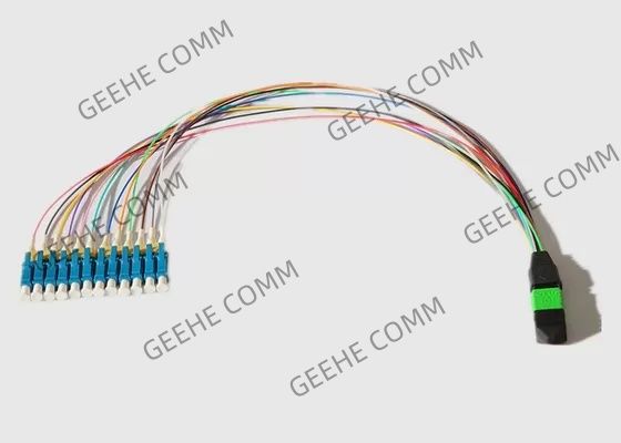0.9mmの単一モード12の中心MPO To12 LCの光学パッチ・コード
