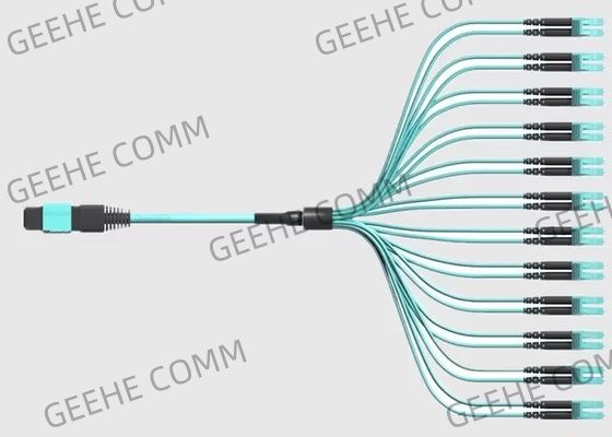 12x LCの二重OM4光ファイバケーブルへの50/125多重モードMPO