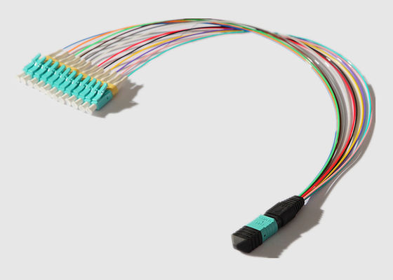 多モード12はLCのブレイクアウト ケーブルに0.9mm MPOの芯を取る